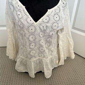 Odd Molly White Bell Sleeve Peplum Blouse